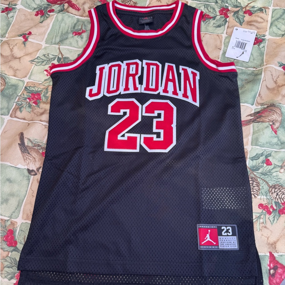 Boys' Jordan Tank Top - Jersey Style with Number 23, Black Color, Size Medium